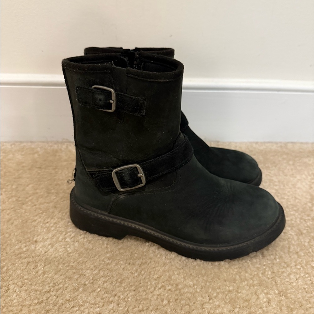 UGG Black Moto Boots with Buckle Detail